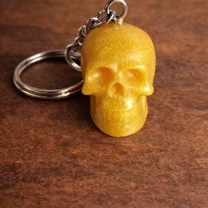 handmade resin Gold Skull head  Keychain